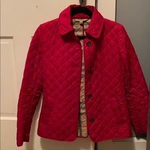 Red Burberry Brit Quilted Jacket